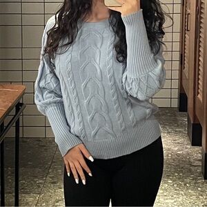 Baby blue knit crew neck sweater